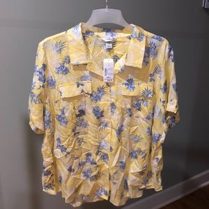Christopher & Banks CJ Banks Women’s Hawaiian Button Down Collared Shirt 3XL
